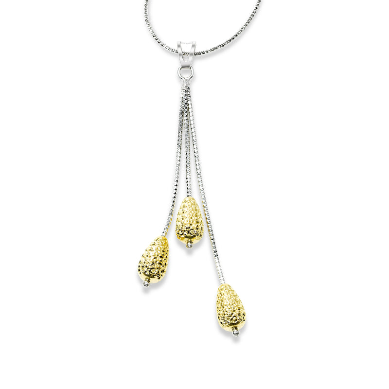 Two Tone Lariat Pendant, Sterling Silver with 18K Gold Plating