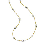 Faceted Bead Station Necklace, Sterling with 18K Yellow Gold Plating