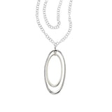 Double Open Oval Drop Necklace, Sterling Silver