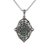 Green Agate and Marcasite Pendant, Sterling Silver