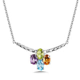 Multi Gemstone Necklace, Sterling Silver
