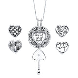 Textured Locket with Interchangeable Heart Inserts, Sterling Silver