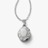 Small Oval Child's Locket, 15 Inch Chain, Sterling Silver