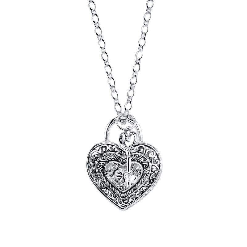 'Straight From The Heart' and Key Pendant, Sterling Silver