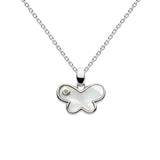 Mother of Pearl Butterfly Pendant with Diamond Accent, Sterling Silver