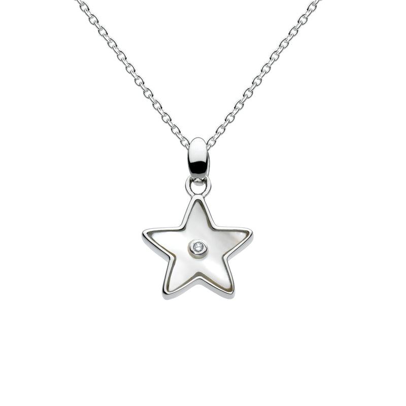 Mother of Pearl Star Pendant with Diamond Accent, Sterling Silver