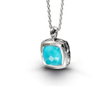 Turquoise and White Quartz Pendant, Sterling Silver