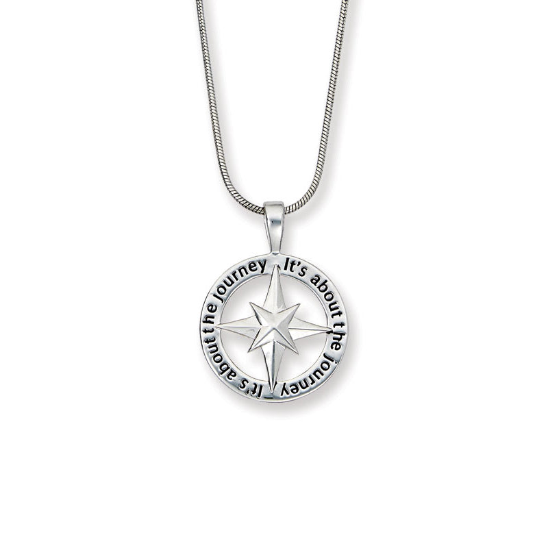 Inspirational Compass Pendant, Sterling Silver