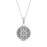 Vintage Style Round Locket with Diamonds, Sterling Silver