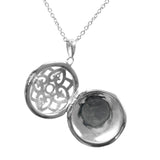 Vintage Style Round Locket with White Topaz, Sterling Silver