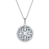 Vintage Style Round Locket with White Topaz, Sterling Silver