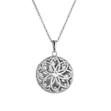 Floral Inspired Locket with White Topaz, Sterling Silver
