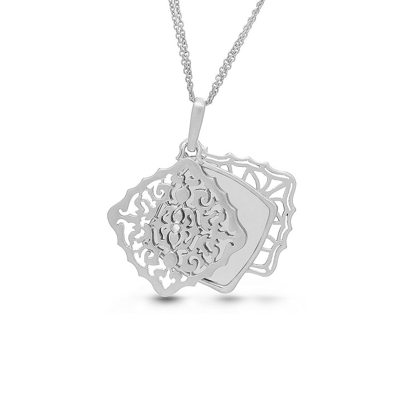 Square Open Locket with Diamond Accent, Sterling Silver
