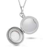 Mother of Pearl and Diamond Locket, Sterling Silver