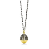 Egg Shaped Gold and Silver Pendant, Sterling Silver and 24K Yellow Gold