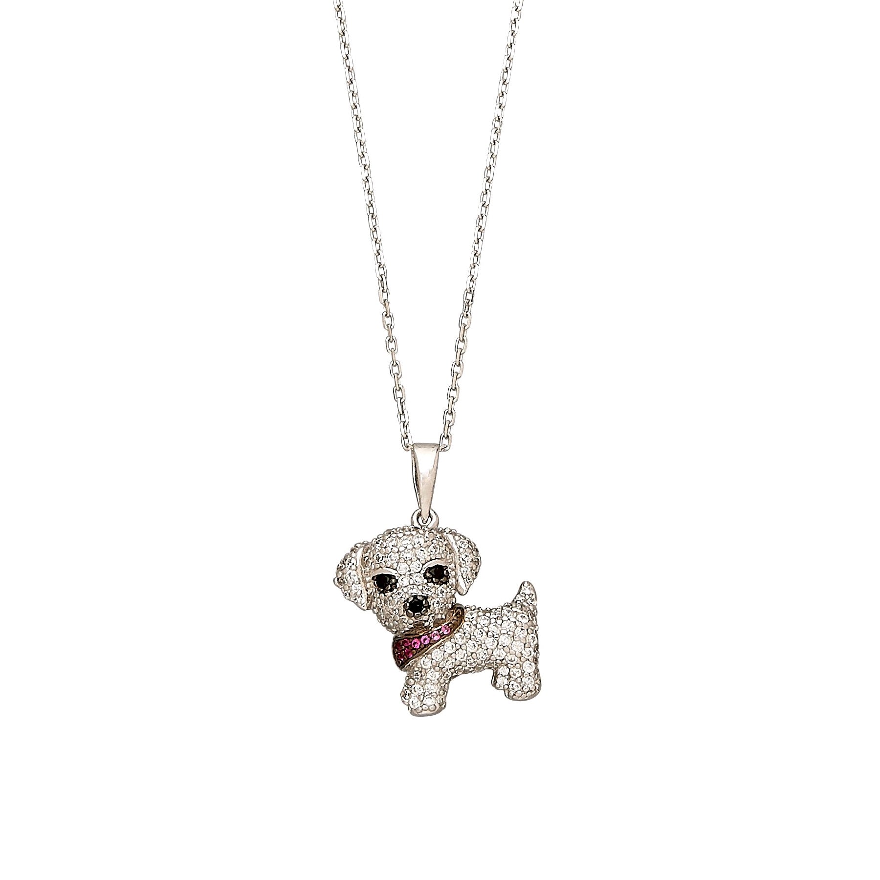 Sterling Silver Dachshund Dog Necklace 18 Inch