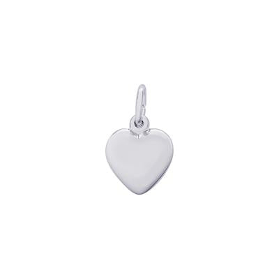 Small Puffy Heart Charm, Sterling Silver