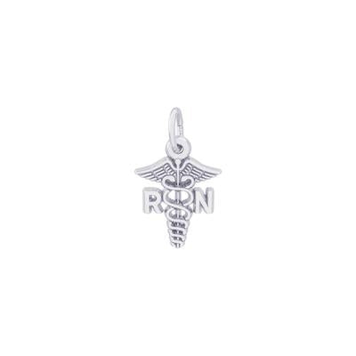 Small RN Caduceus Charm, Sterling Silver