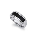 Black Enamel Men's Ring, Size 10, Stainless Steel