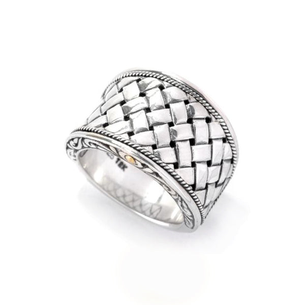 Lattice Design Wide Band Ring, Sterling Silver