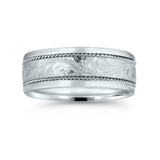 Hand Engraved Wedding Band, 8 MM, Argentium Sterling Silver