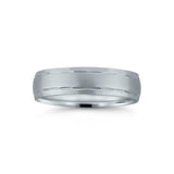 Flat Brushed Wedding Band with Carved Detailing, 6 MM, Argentium Sterling Silver