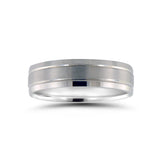 Flat Brushed Wedding Band with Ridges, 6 MM, Argentium Sterling Silver