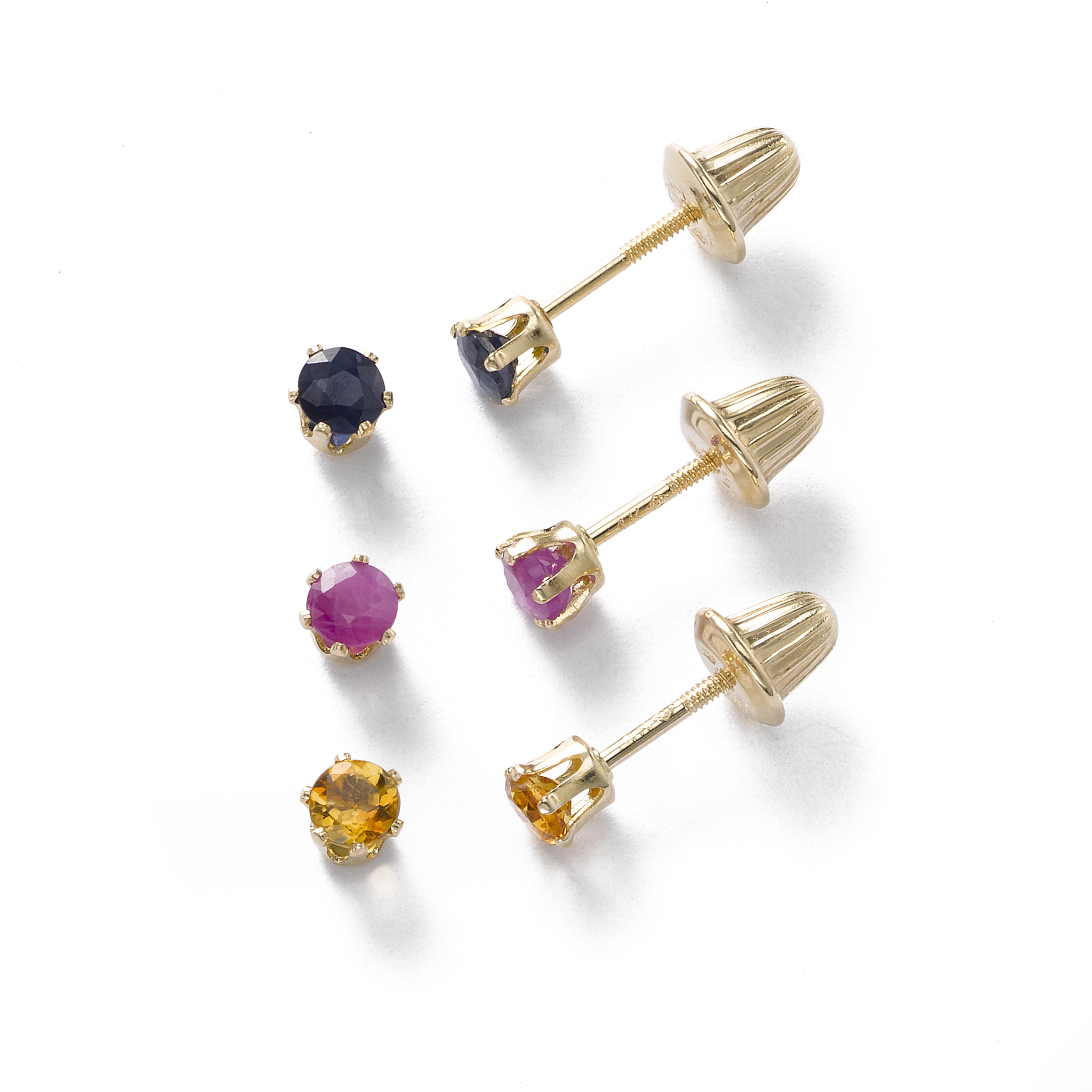 18K Yellow Gold Diamond Heart Stud Earrings for Girls
